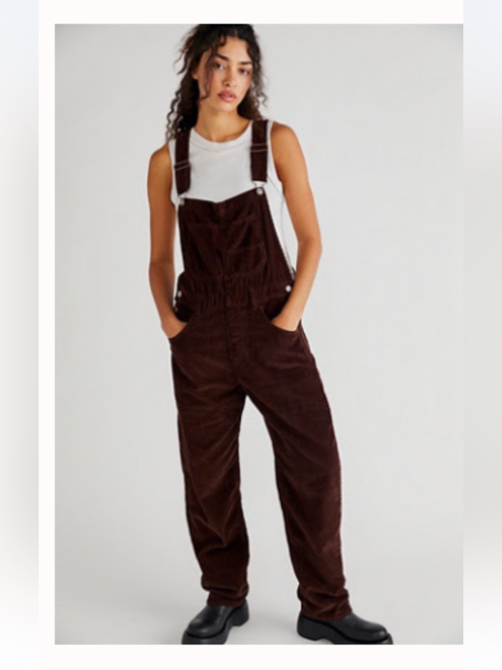 We The Free Brown Ziggy Corduroy Overalls Size Medium